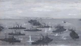 Norman Wilkinson - Battle of the Yellow Sea, 10th August, 1904; and Fleet action at Port Arthur, 9th February, 1904