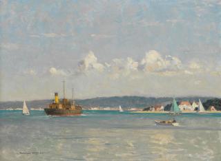 Norman Wilkinson - Off Sandbanks with the entrance to Poole Harbour in the distance