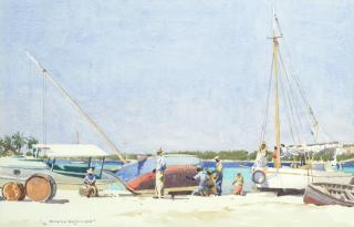 Norman Wilkinson - Repairing Sponge Boats, Bahamas