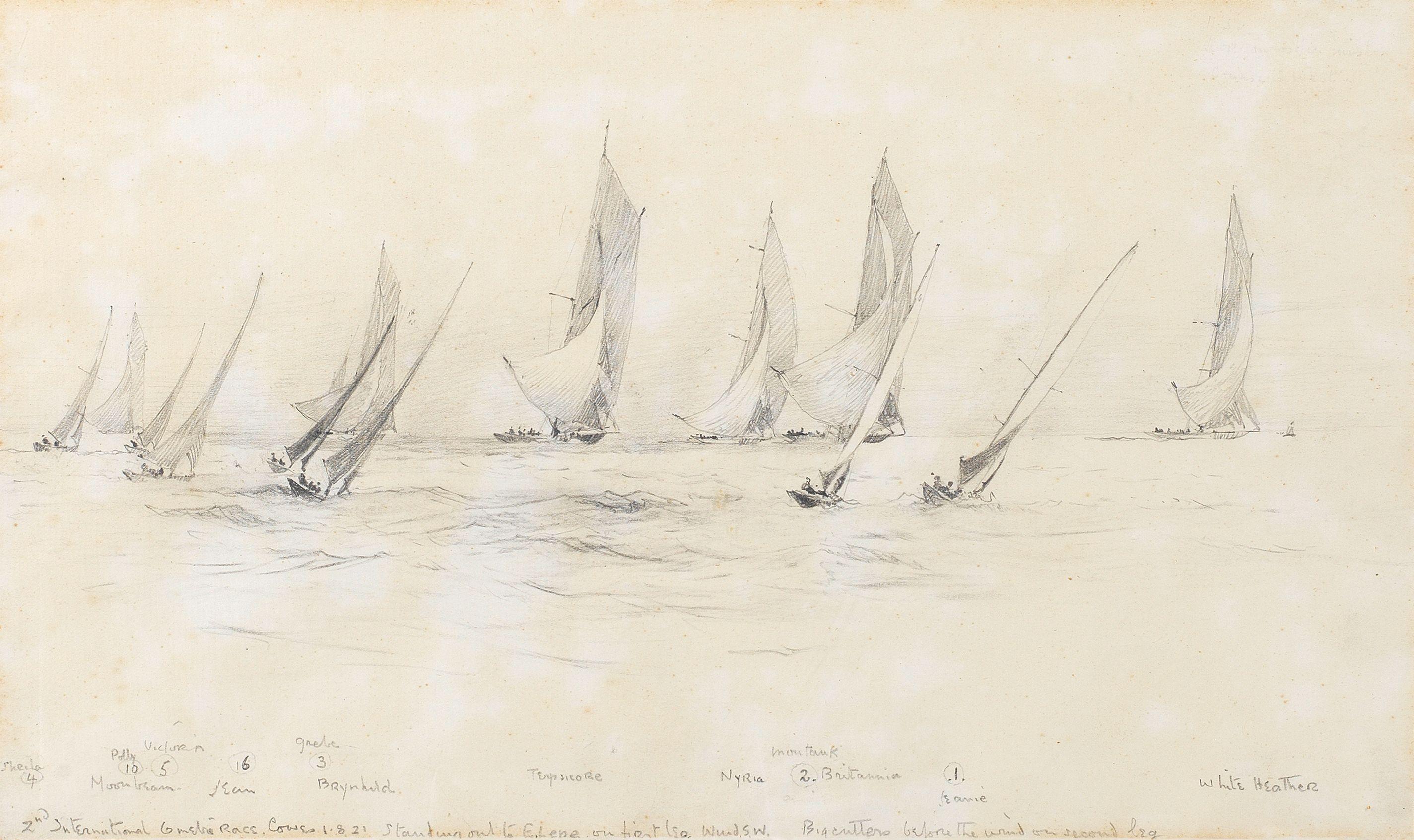 Norman Wilkinson - The International Six Metre Race Cowes, 1921, a set of two 19.2 x 32.4cm (7 9/16 x 12 3/4in), and 16.9 x 29.6cm (6 5/8 x 11 5/8in). (2)
