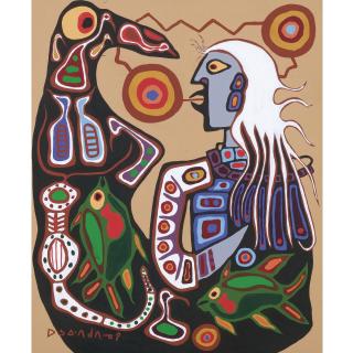Norval Morrisseau - Spirit Shamen With Totem Thunderbird
