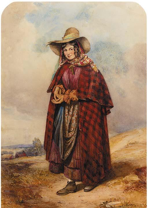 Octavius Oakley, O.W.S. - A young gypsy girl standing in a field
