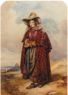 Octavius Oakley, O.W.S. - A young gypsy girl standing in a field