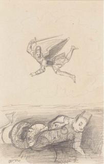 Odilon Redon - Ange combattant un diable à queue de serpent