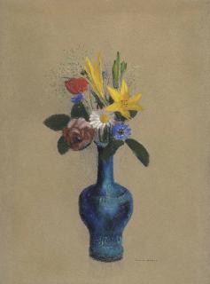 Odilon Redon - Bouquet de fleurs dans un vase bleu