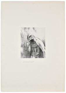 Odilon Redon - Elle tire de sa poitrine une éponge toute noire, la couvre de baisers; planche issue de la Tentation de Saint Antoine, troisième série.