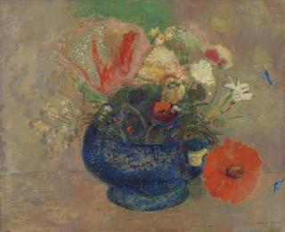 Odilon Redon - Fleurs dans une coupe bleue