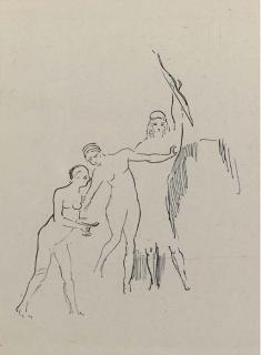 Odilon Redon - Immédiatement surgissent trois Déesses, Plate XI from Tentation de Saint-Antoine (Mellerio 144)