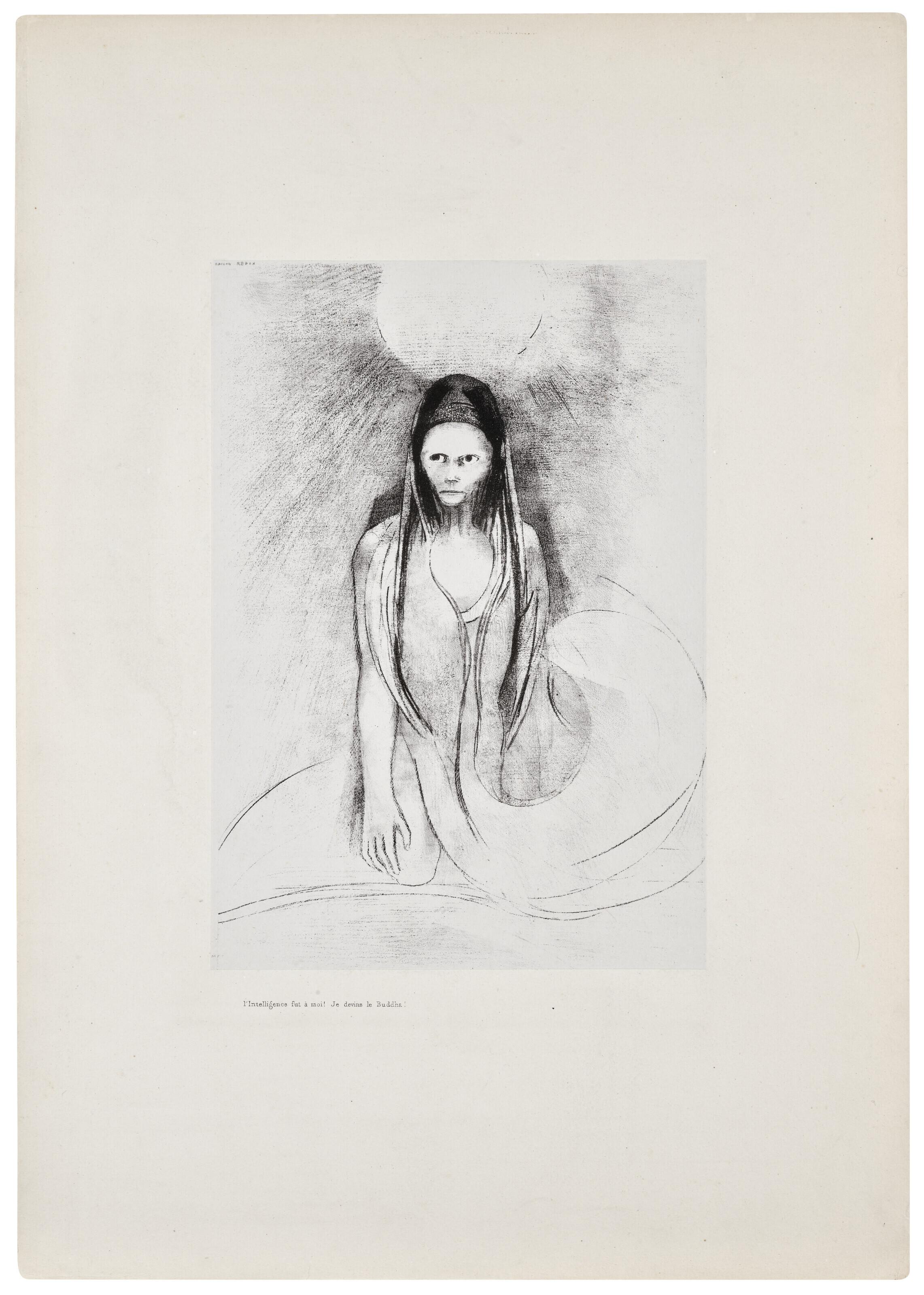 Odilon Redon - L\'intelligence fut à moi ! Je devins le Buddha; planche issue de La Tentation de Saint Antoine, troisième série