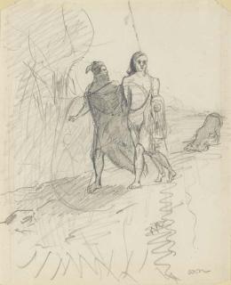 Odilon Redon - Mephistopheles As A Dog Following Faust And Wagner Home