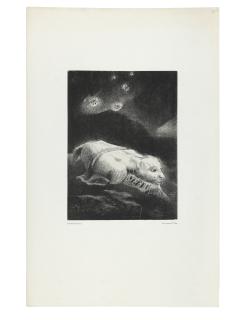 Odilon Redon - Quand s\'éveillait la vie au fond de la matière obscure; planche issue de l\'album Les Origines