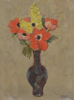 Odilon Redon - Vase de coquelicots et mimosas