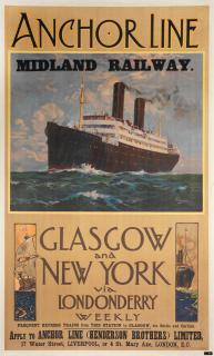 Odin Rosenvinge - Anchor Line. Midland Railway. Glasgow & New York Via Londonderry
