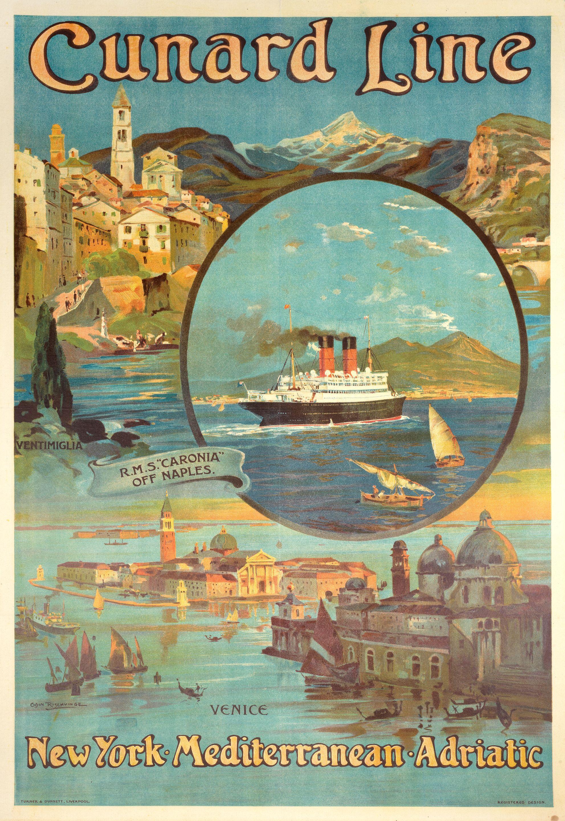 Odin Rosenvinge - Cunard Line. New York. Mediterranean.Adriatic
