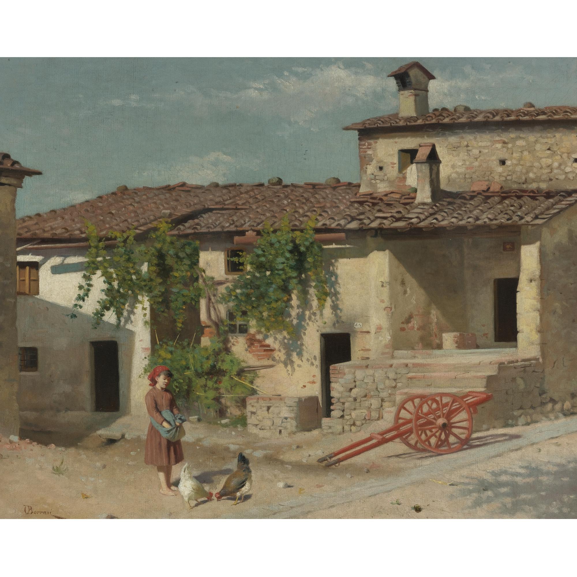 Odoardo Borrani - Italian Feeding The Chickens