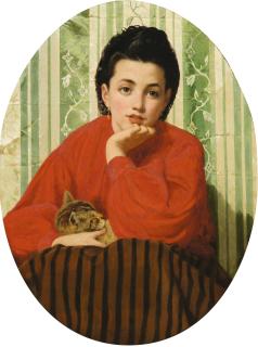 Odoardo Borrani - Young Girl With A Cat
