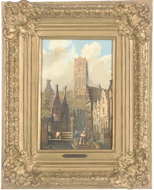 Oene Romkes de Jong - Figures Beside A Canal, Utrecht