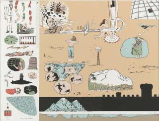 Öyvind Fahlström - Eddy, (Sylvie\'s Brother) in the Desert, from New York International (two duplicate impressions)