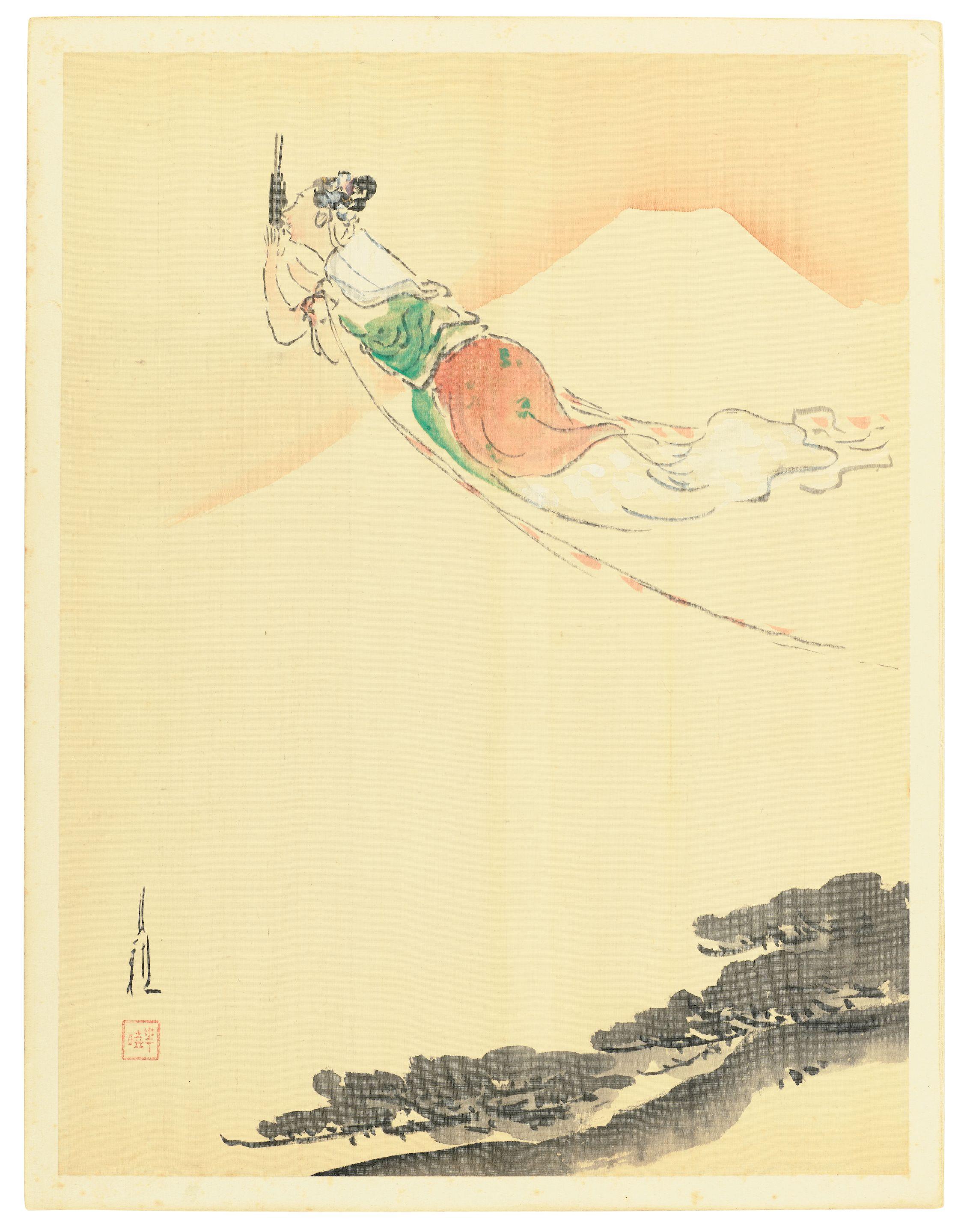 Ogata Gekkō - Celestial Maiden with Mount Fuji