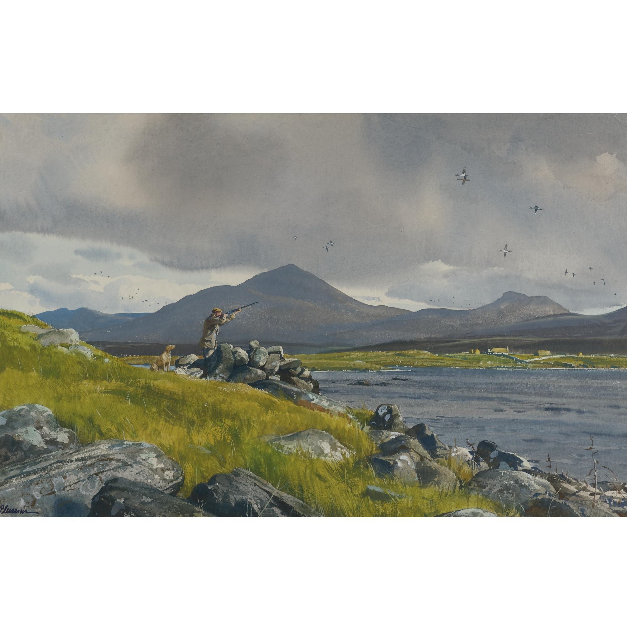 Ogden Minton Pleissner - Sir Rex Benson Shooting Pintail Over The Castle Loch, South Uist