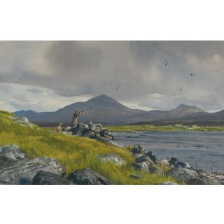Ogden Minton Pleissner - Sir Rex Benson Shooting Pintail Over The Castle Loch, South Uist