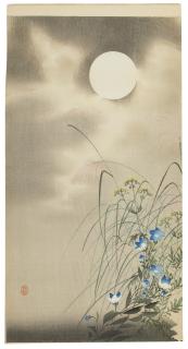Ohara Koson - Autum grasses, flowers and moon