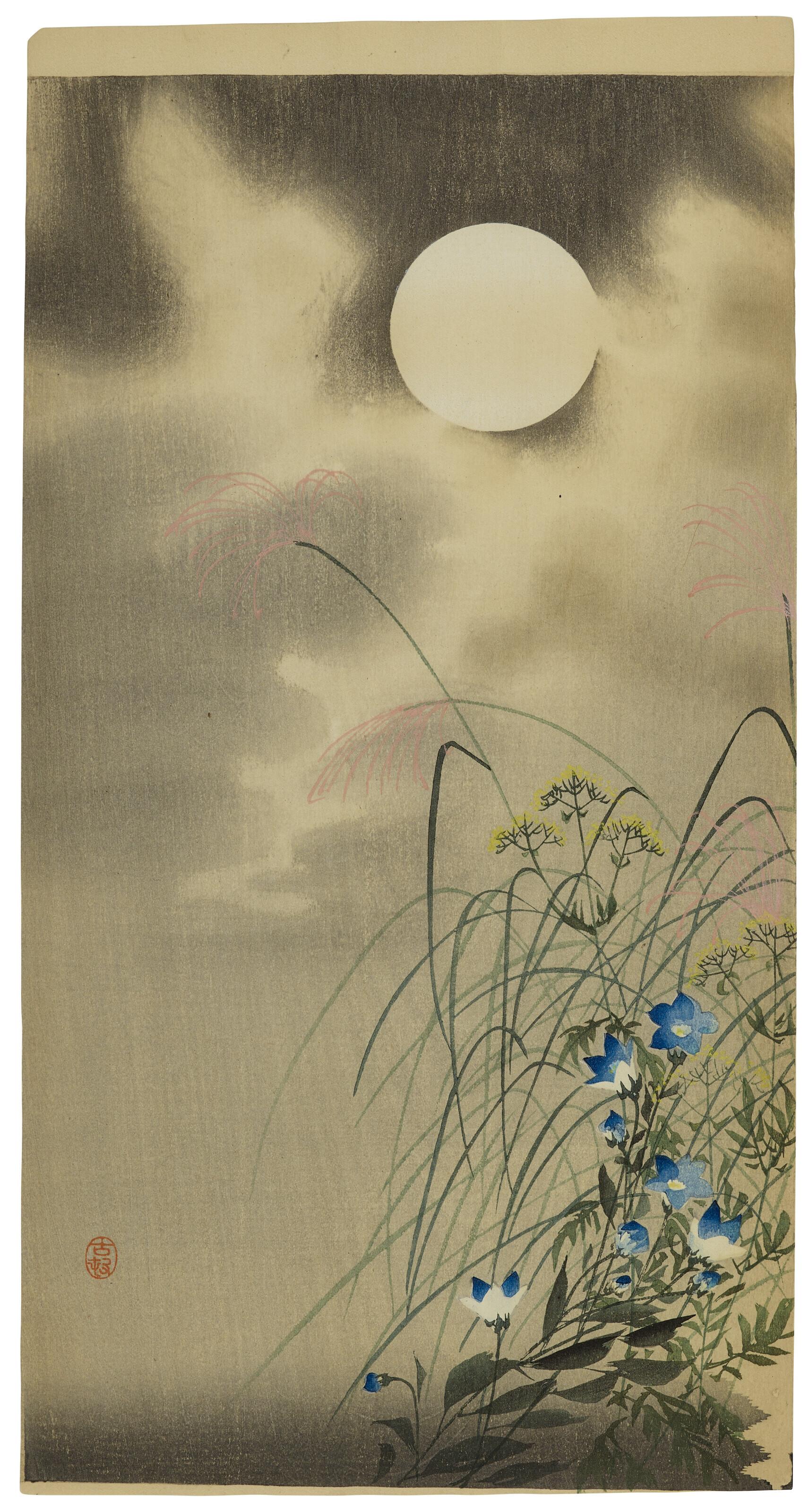 Ohara Koson - Autumn Grasses and Moon