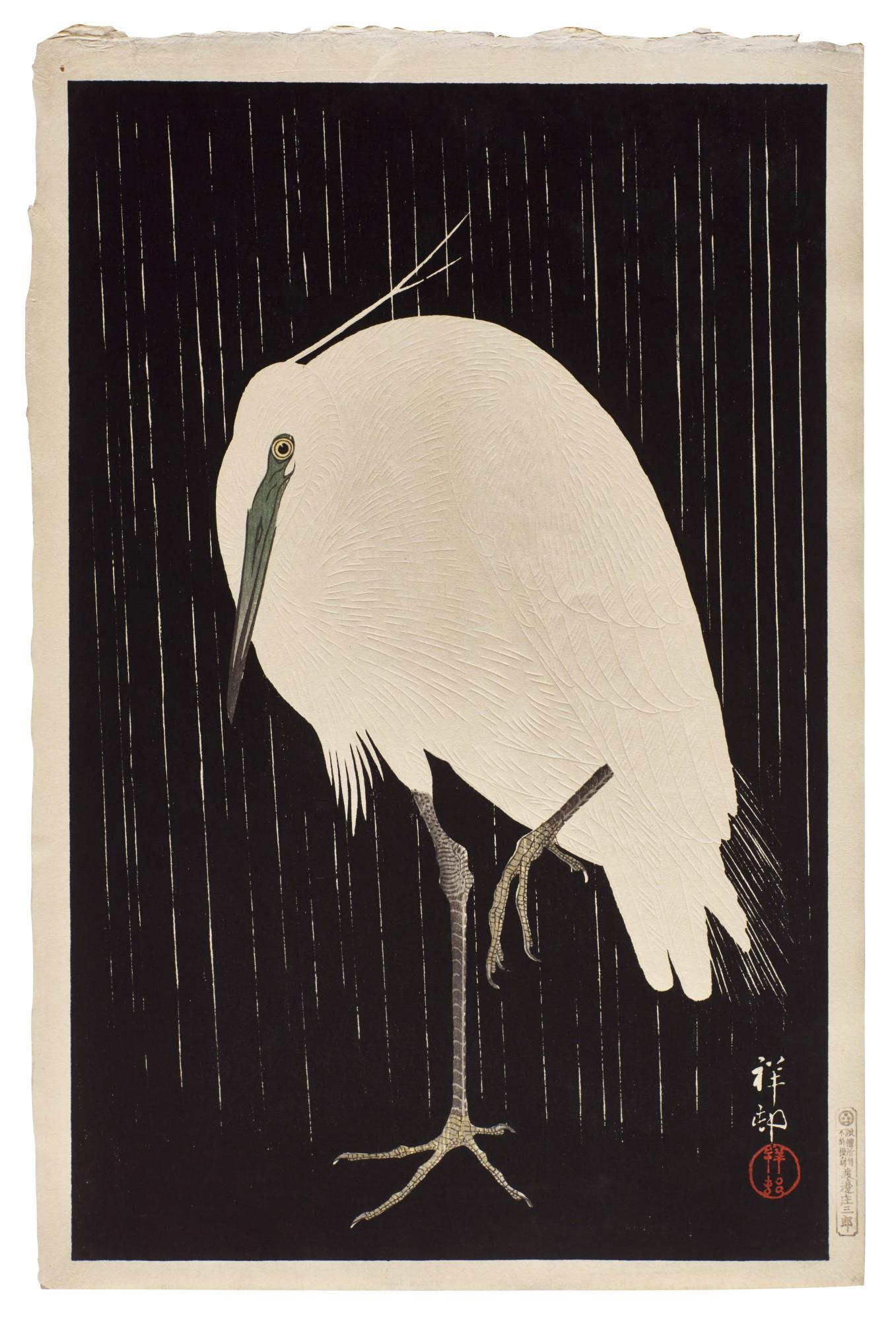 Ohara Koson - Egret on a rainy night