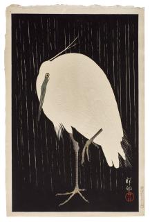 Ohara Koson - Egret on a rainy night