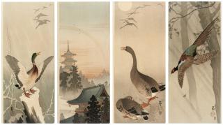 Ohara Koson - Four woodblock prints