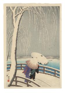 Ohara Koson - Snow at Yanagibashi (Yanagibashi no yuki)