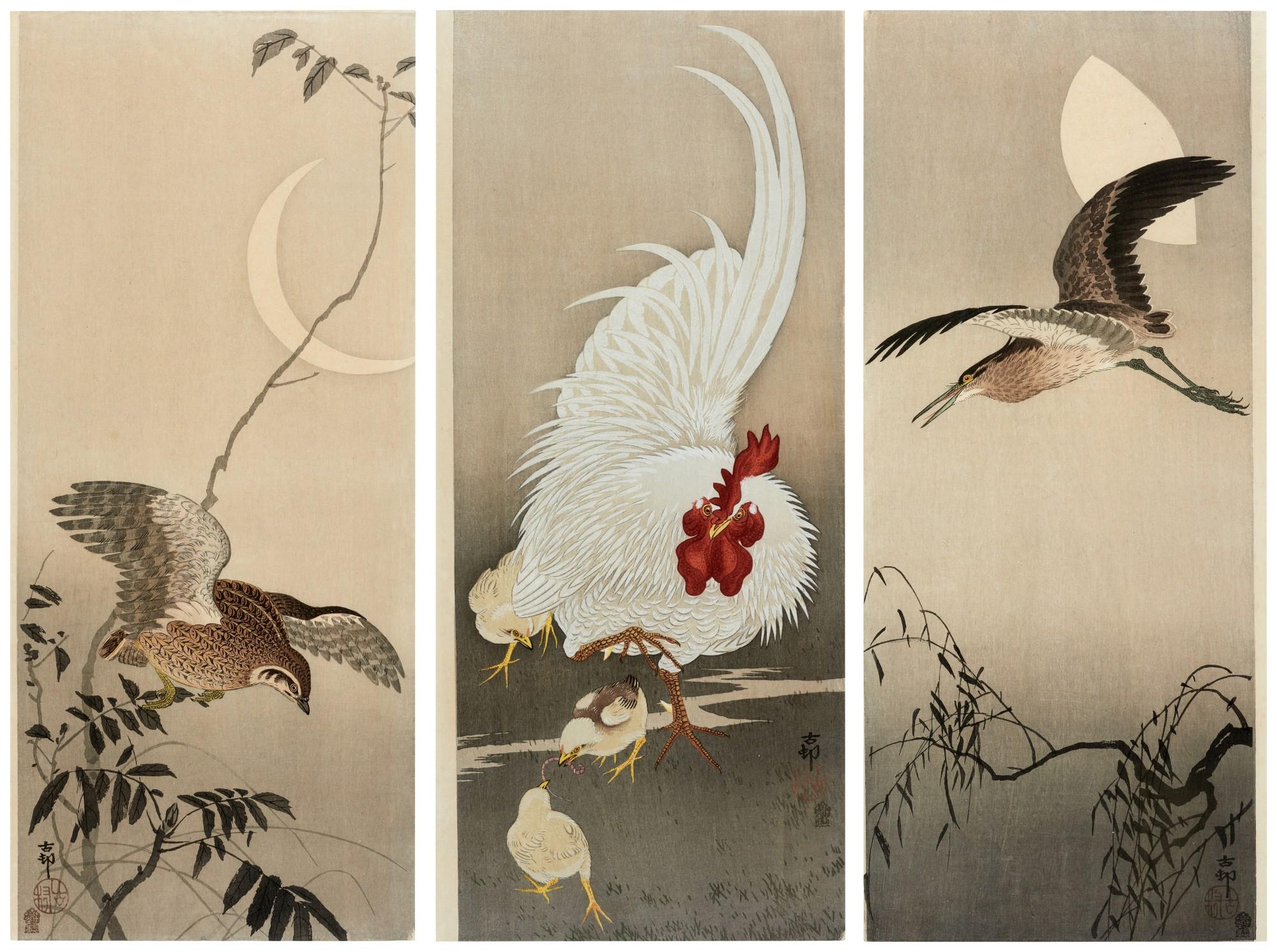 Ohara Koson - Three woodblock prints