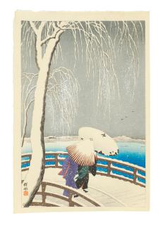 Ohara Koson - Yanagibashi no yuki (Snow at Yanagibashi)