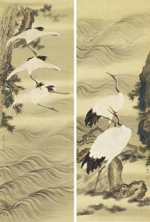 Okamoto Shuki - Cranes by the sea
