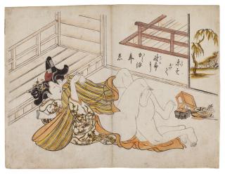 Okumura Masanobu - Eight prints from the series Mountains of Dyed Colours, Examples for the Bedroom (Someiro no yama neya no hinagata)