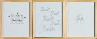 Olaf Breuning - Drei Zeichnungen, 2007 (Gorka, Meerjungfrauen, Pasta)