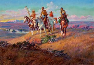 Olaf Carl Seltzer - Crow Scouts 11 x 15 3/4 in. framed 19 1/2 x 24 in.