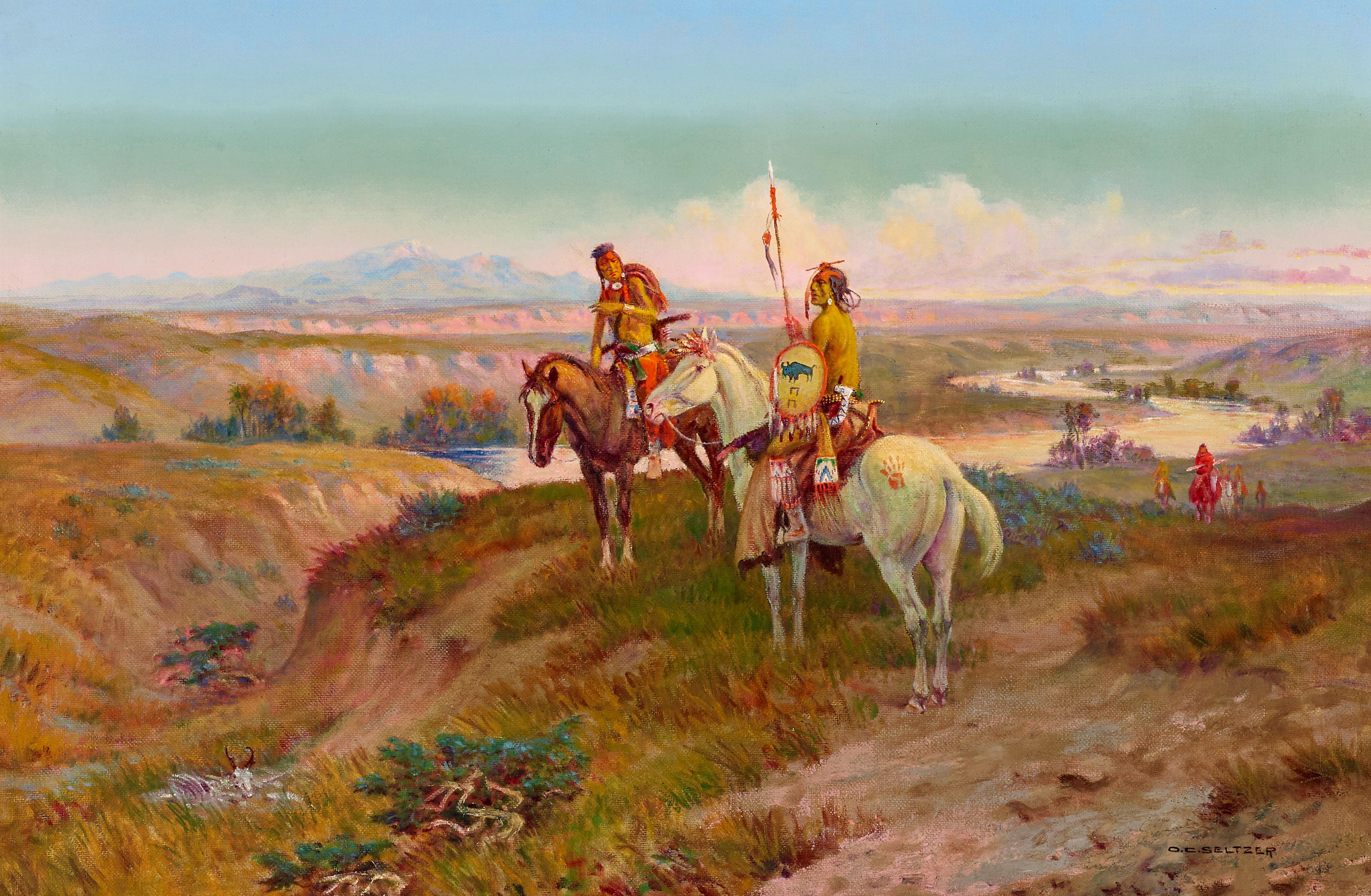 Olaf Carl Seltzer - The Scouting Party 20 1/4 x 30 1/4 in. framed 28 x 38 in.