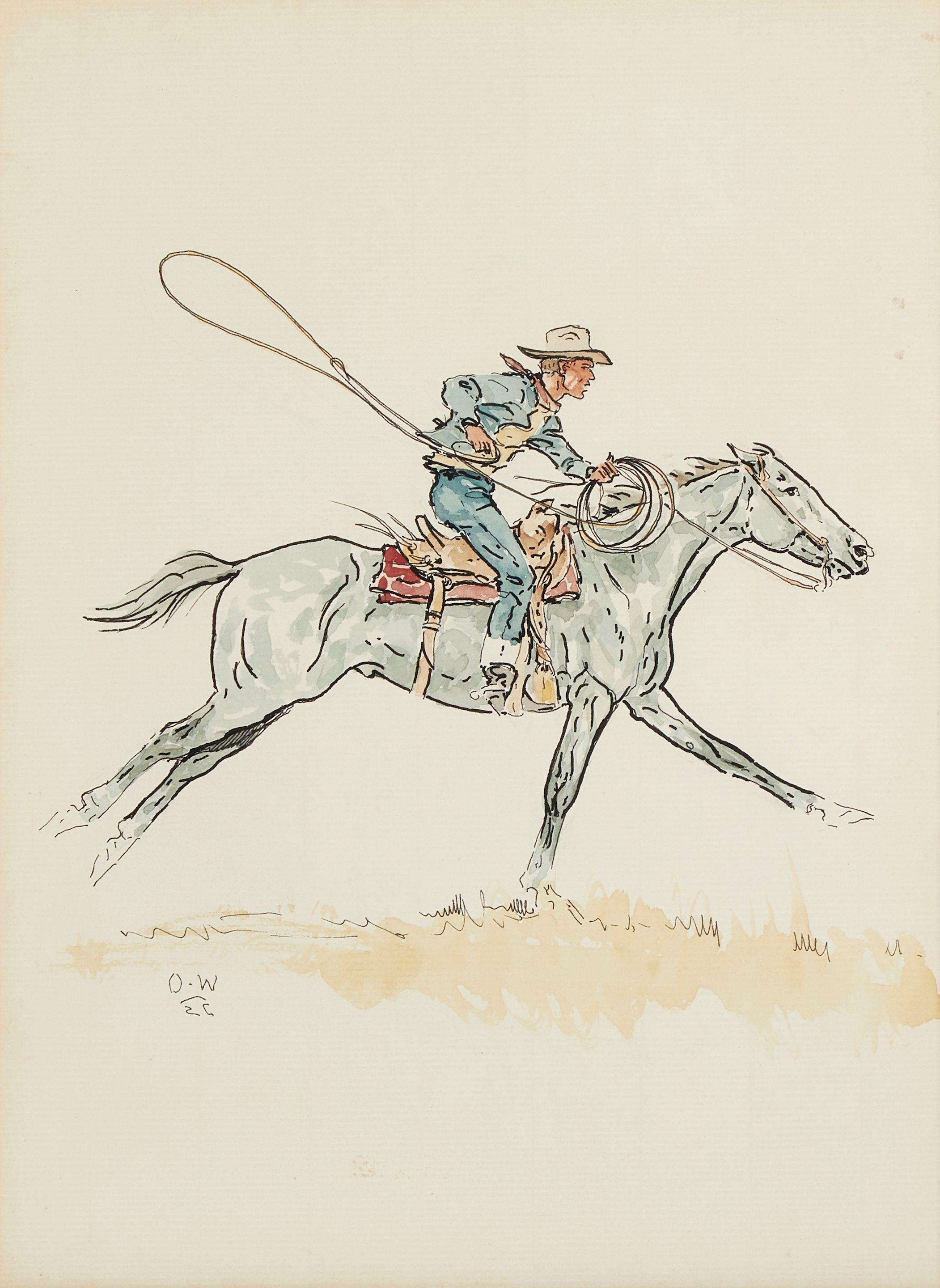 Olaf Carl Wieghorst - Cowboy on horse with rope