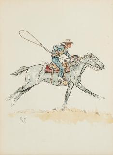 Olaf Carl Wieghorst - Cowboy on horse with rope