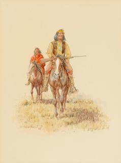 Olaf Carl Wieghorst - Two Navajos sight 11 3/4 x 8 3/4 in. framed 21 1/2 x 17 1/2 in.