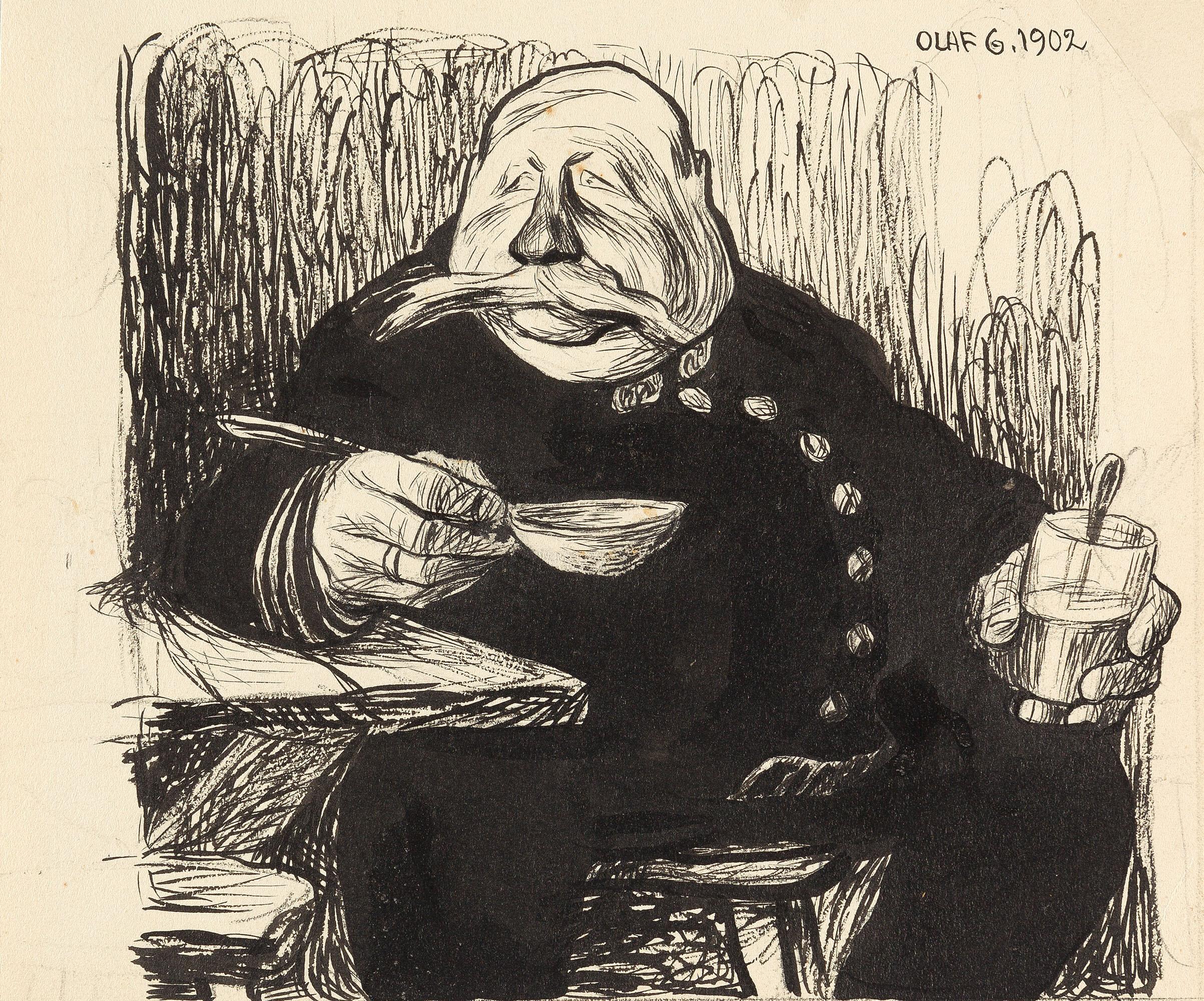 Olaf Gulbransson - Die Mahlzeit.