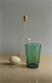 Olav Cleofas van Overbeek - Still life with a bottle, a glass and an egg