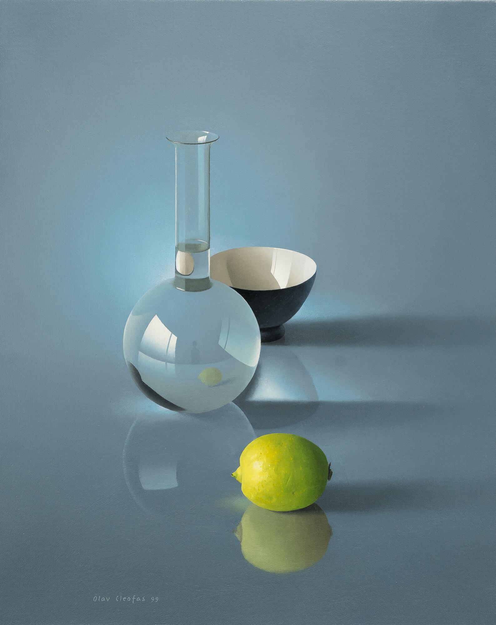 Olav Cleofas - Glaskolben, Schale und Zitrone