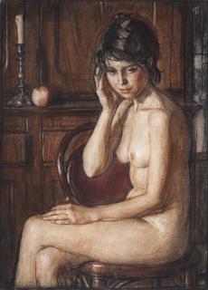Oleg Grosse - Young Girl Playing A Guitar; Seated Nude (Illustrated); And Female Head Study