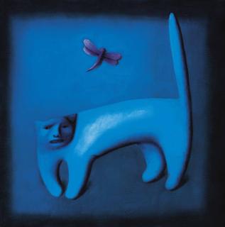 Oleg Tselkov - Cat and dragonfly