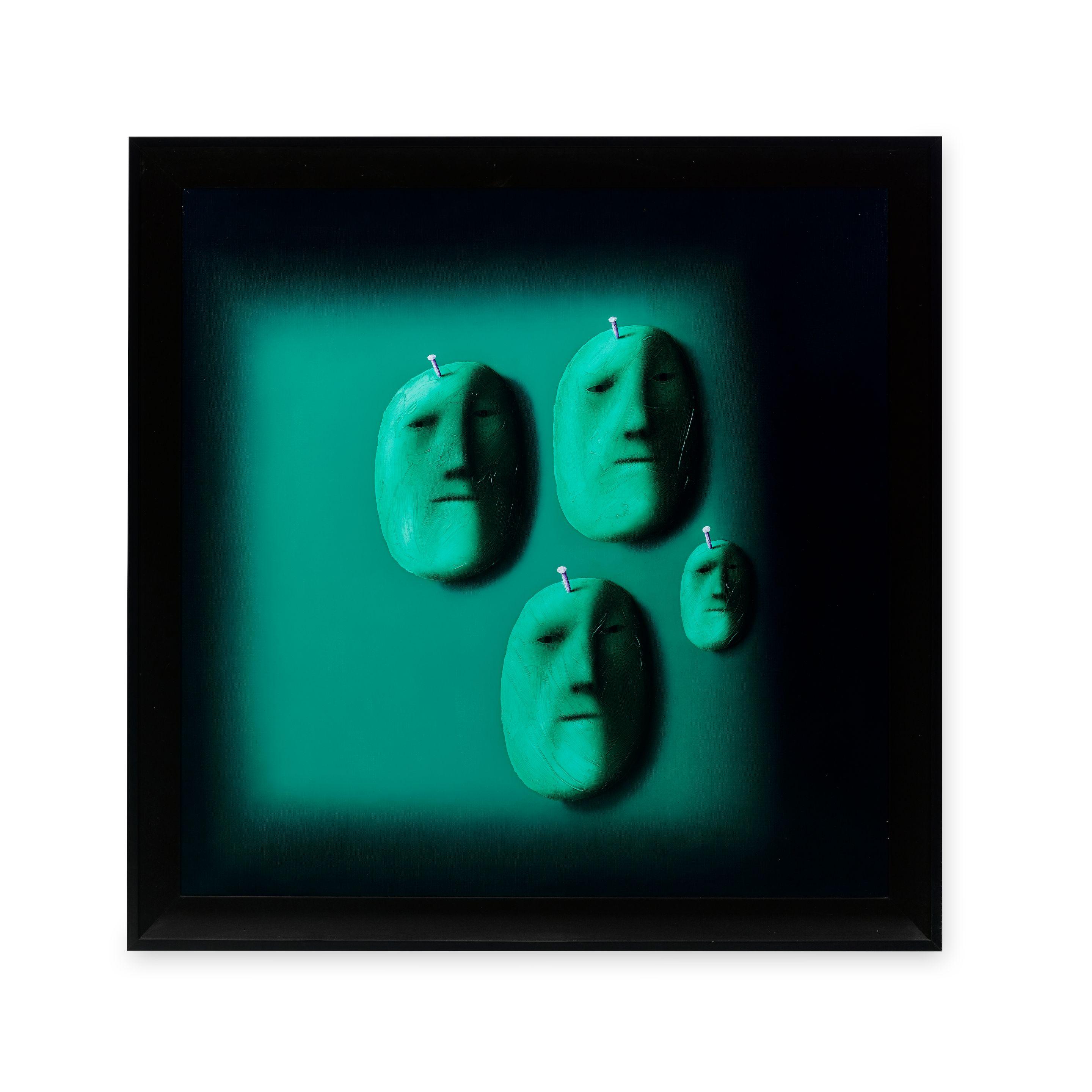 Oleg Tselkov - Four masks in green