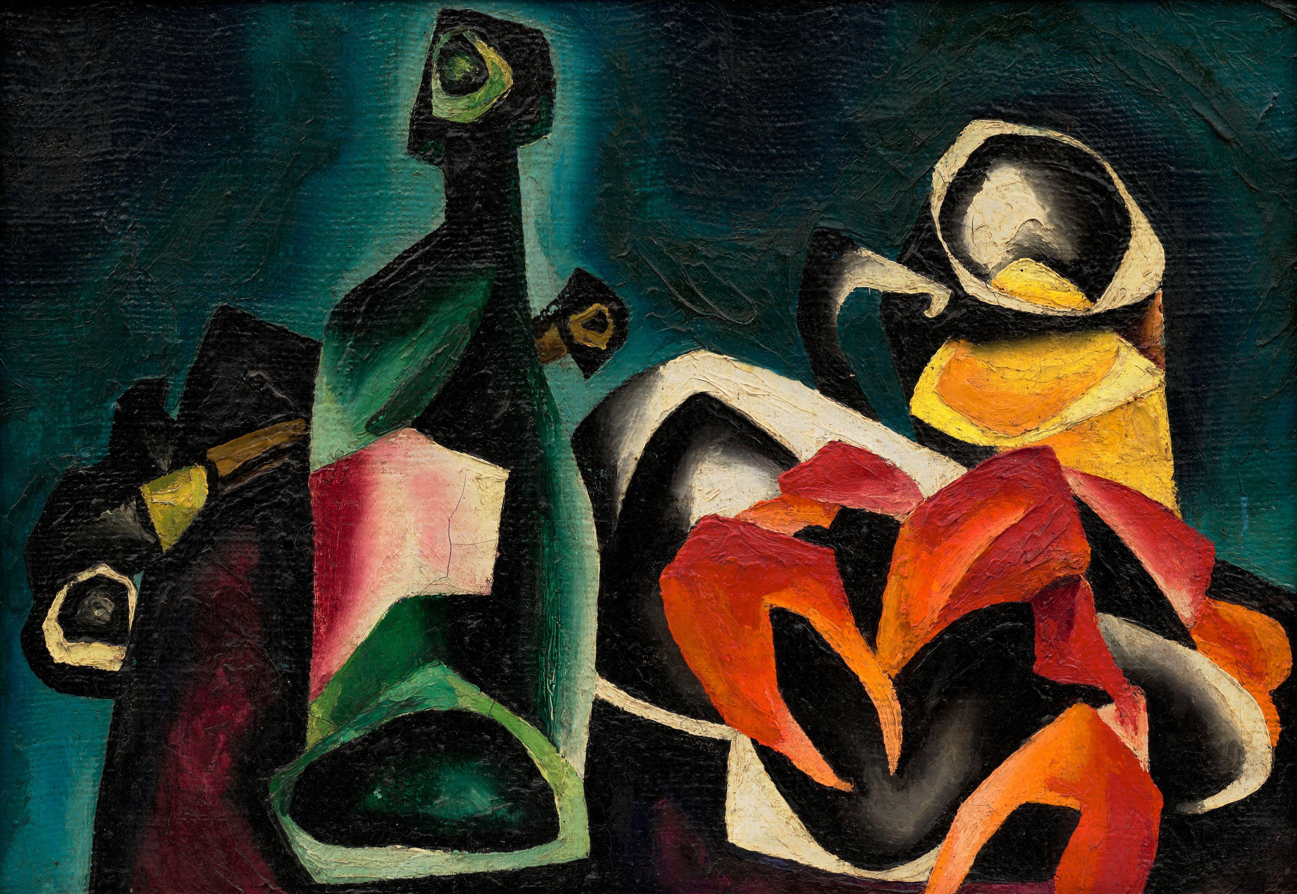 Oleg Tselkov - Pipe, bière et écrevisses/ Pipe, beer and crayfish