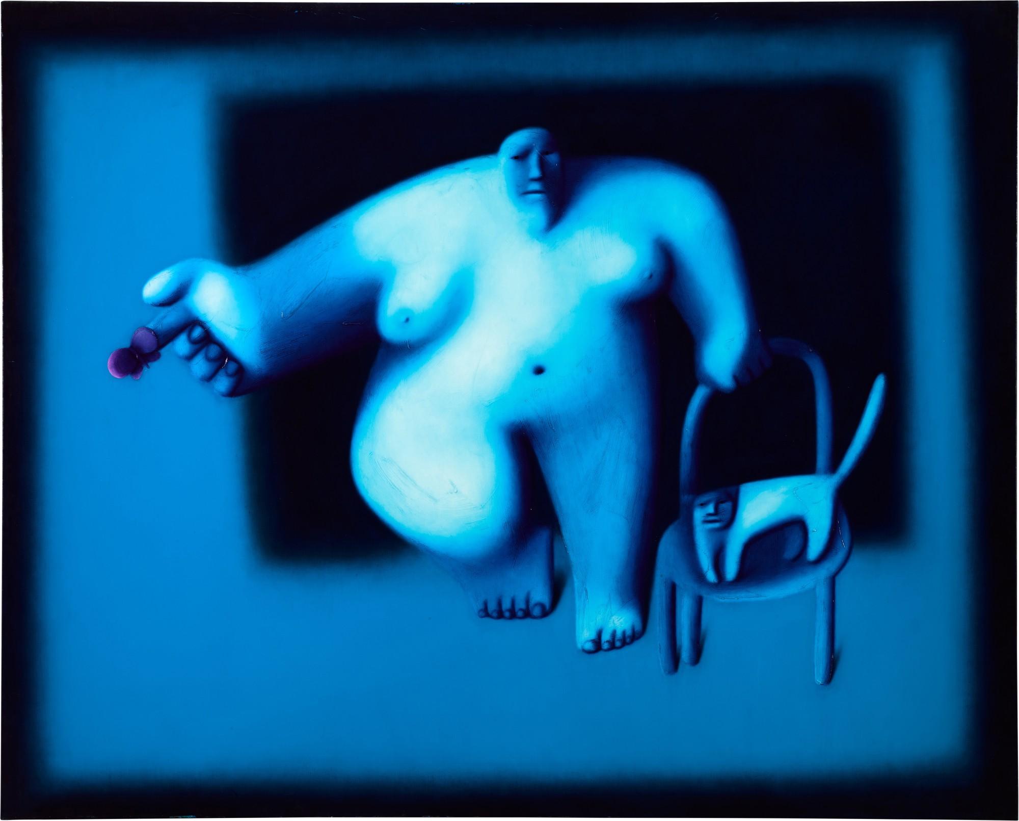 Oleg Tselkov - Woman with Cat and Butterfly