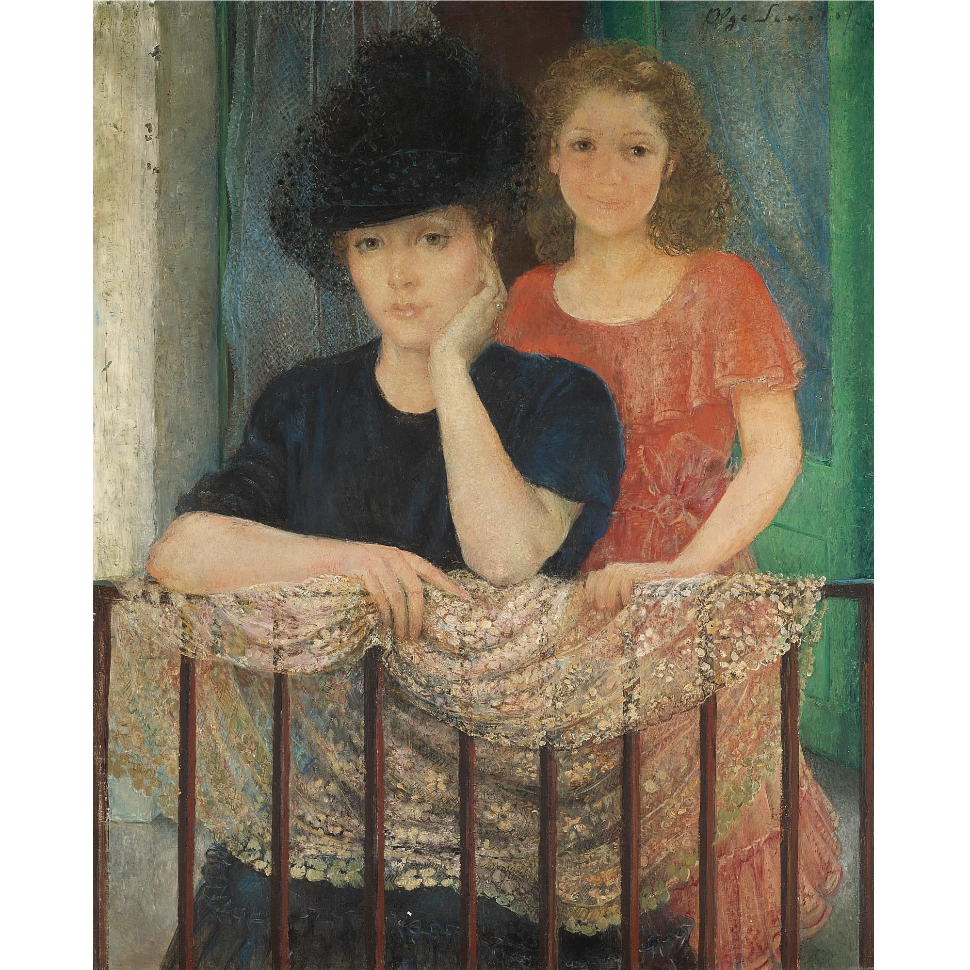Olga Sacharoff - Portarit Of A Lady And Her Daughter